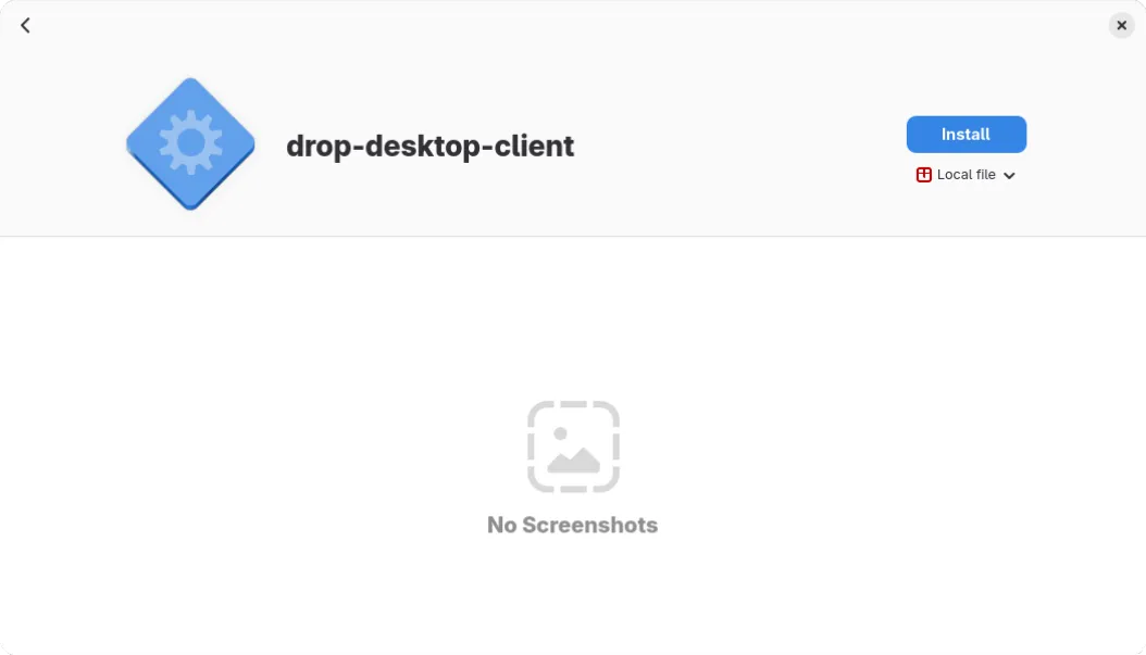 Installing drop-app on the Fedora Software app